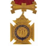 9ct gold and enamel RAOB medal with silk ribbon and bars, awarded to Bro Sidney Russell, C.P by