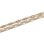 9ct gold Figaro link necklace and 9ct gold multi link bracelet, 48cm and 22cm in length, total 11.2g
