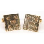 Pair of 9ct gold cufflinks, Sheffield 1981, 2cm x 2cm, 6.4g - this lot is sold without buyer's