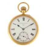 Barraud & Lunds, gentlemen's 18ct gold open face pocket watch, the movement numbered 3/5022, the