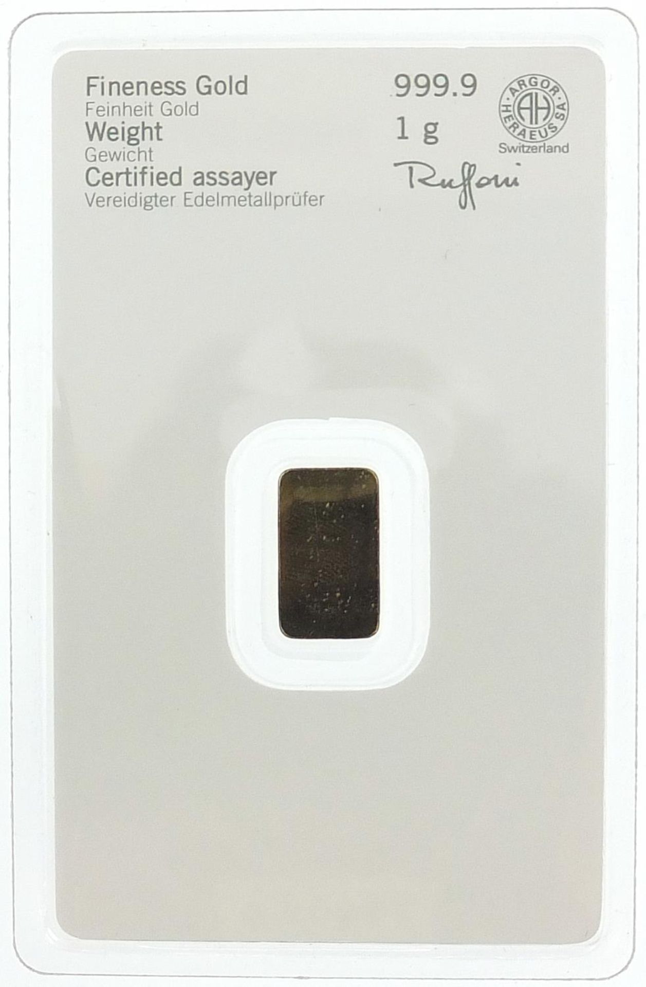 1.0g fine gold ingot with capsule - this lot is sold without buyer's premium - Image 4 of 4