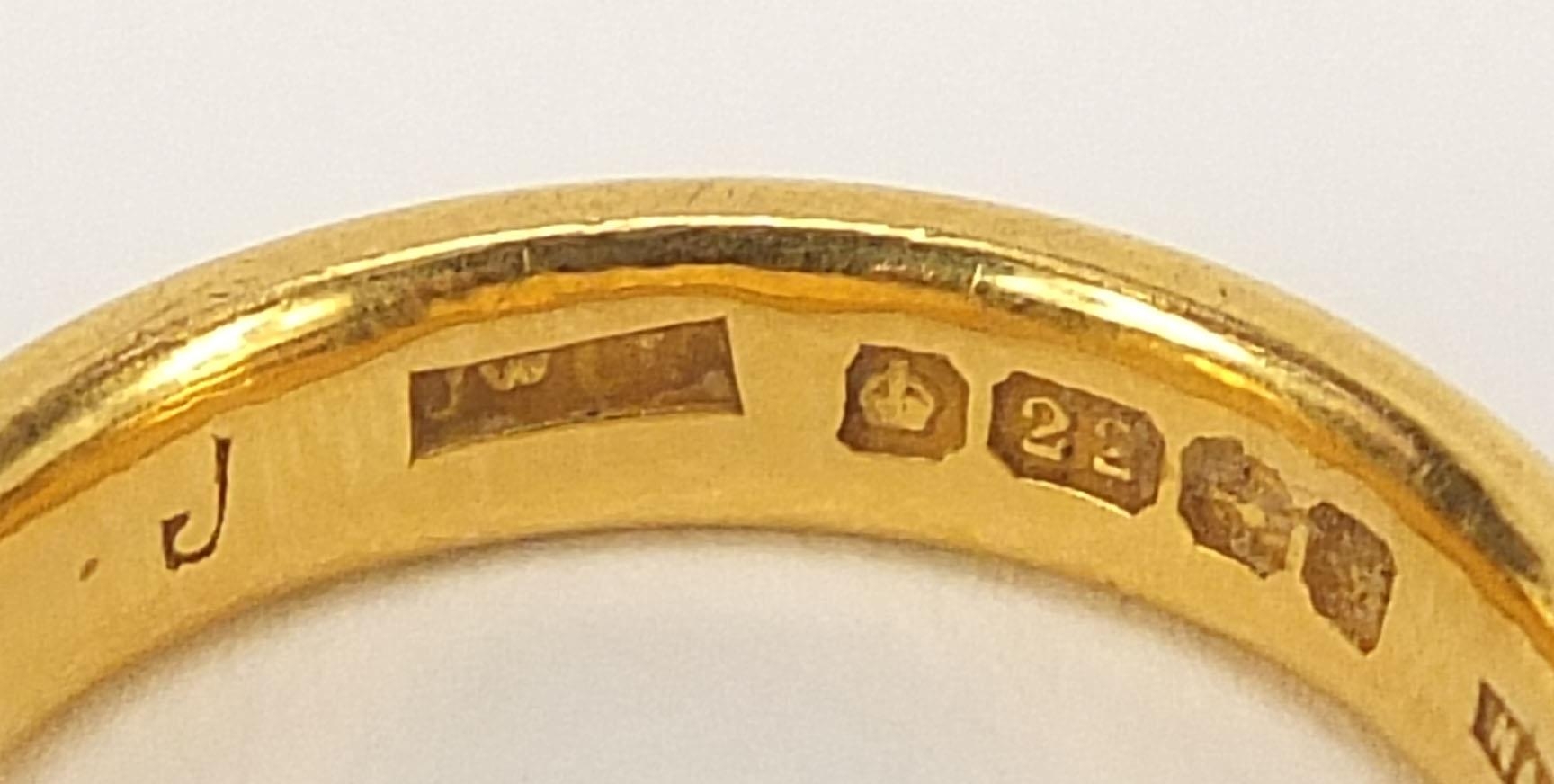 George V 22ct gold wedding band, Birmingham 1923, size J/K, 6.5g - this lot is sold without buyer' - Image 4 of 5