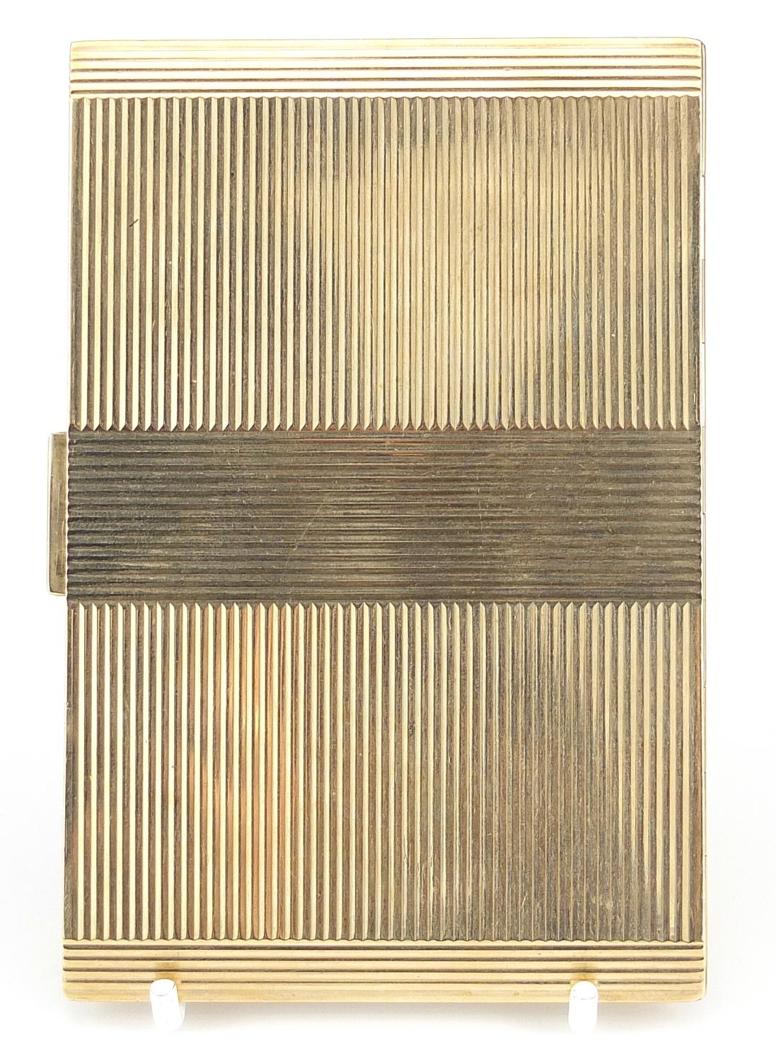 Large 9ct gold cigarette case with engine turned decoration, KW London 1945, 12.5cm x 8.5cm, 188. - Image 5 of 5