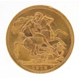 George V 1912 gold sovereign - this lot is sold without buyer's premium