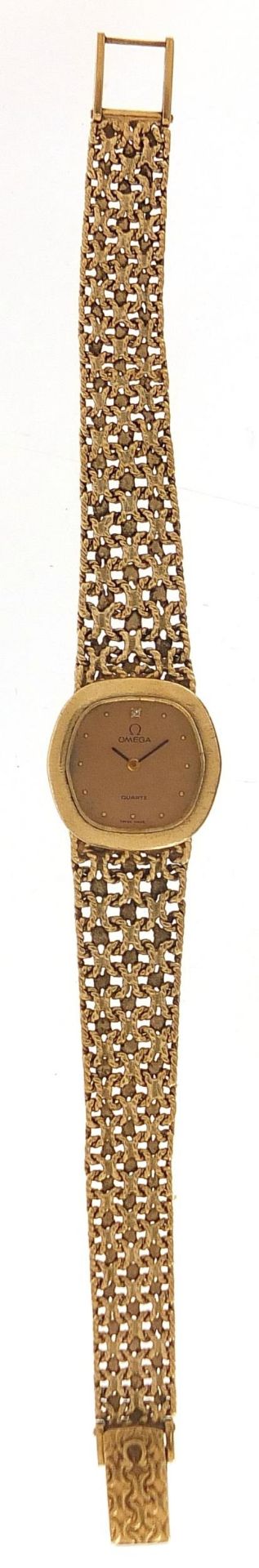 Omega, ladies 9ct gold wristwatch with 9ct gold strap, the case 18mm wide, 36.0g - this lot is - Image 3 of 10