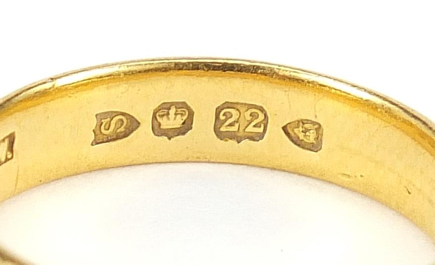 Victorian 22ct gold wedding band, London 1893, size N, 4.3g - this lot is sold without buyer's - Image 6 of 6