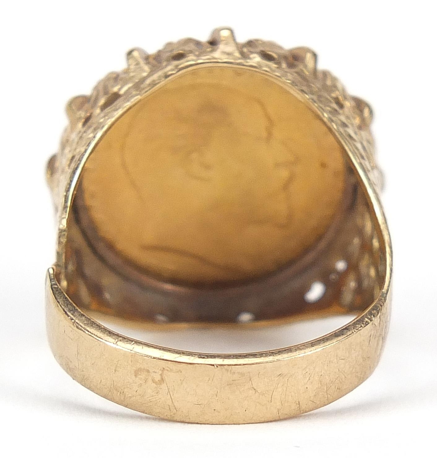 Edward VII 1906 gold half sovereign with 9ct gold ring mount, size S, 9.7g - this lot is sold - Image 3 of 6