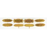 Eight 9ct gold 1920's and 30's gold medal bars, each approximately 4.5cm wide, total 27.8g - this