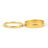 Two 22ct gold wedding bands, sizes L and M, 3.5g - this lot is sold without buyer's premium