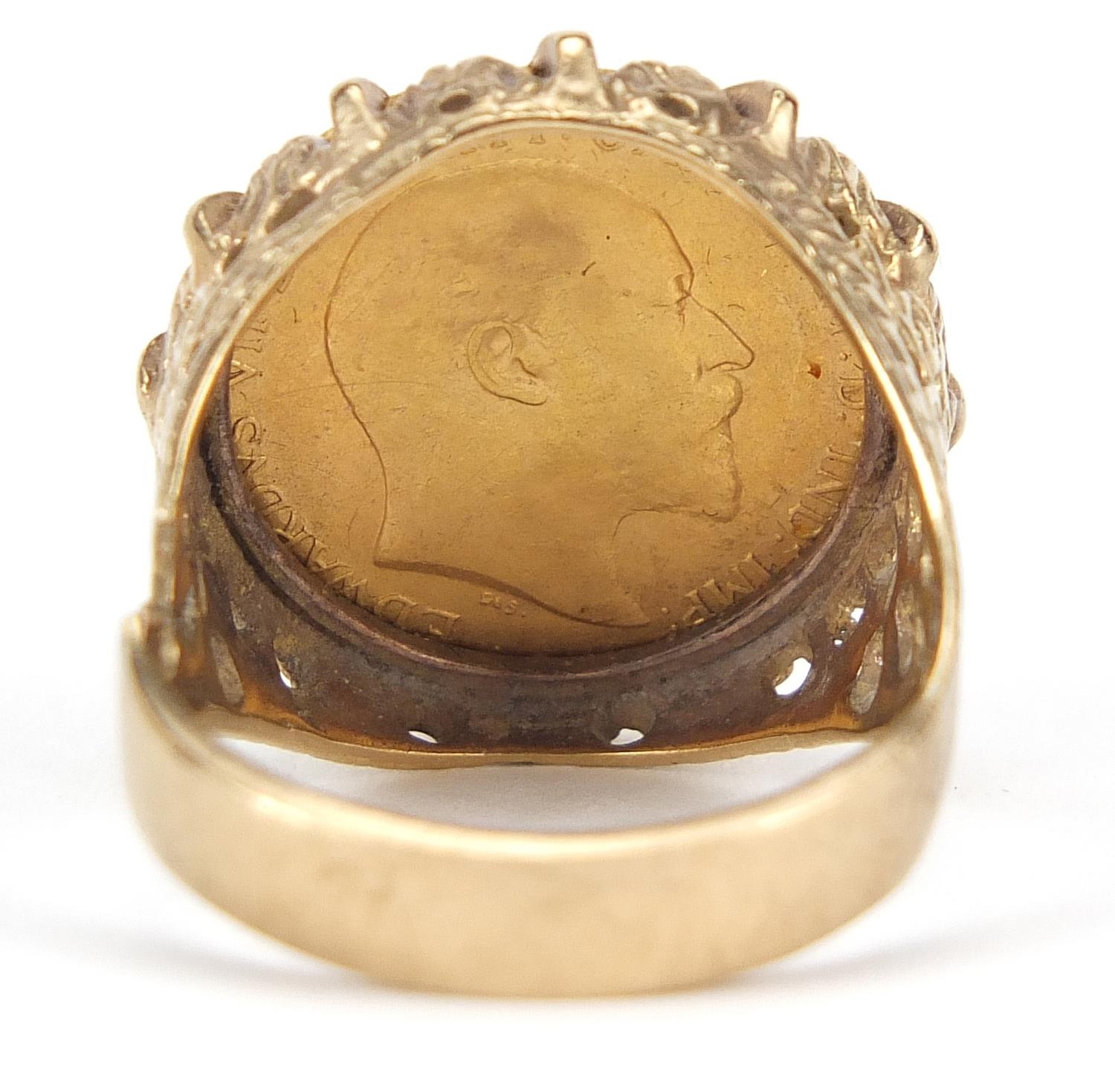 Edward VII 1906 gold half sovereign with 9ct gold ring mount, size S, 9.7g - this lot is sold - Image 6 of 6