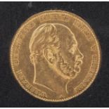 Wilhelm I gold ten mark with case and certificate - this lot is sold without buyer's premium