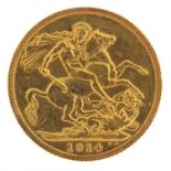 George V 1914 gold sovereign - this lot is sold without buyer's premium
