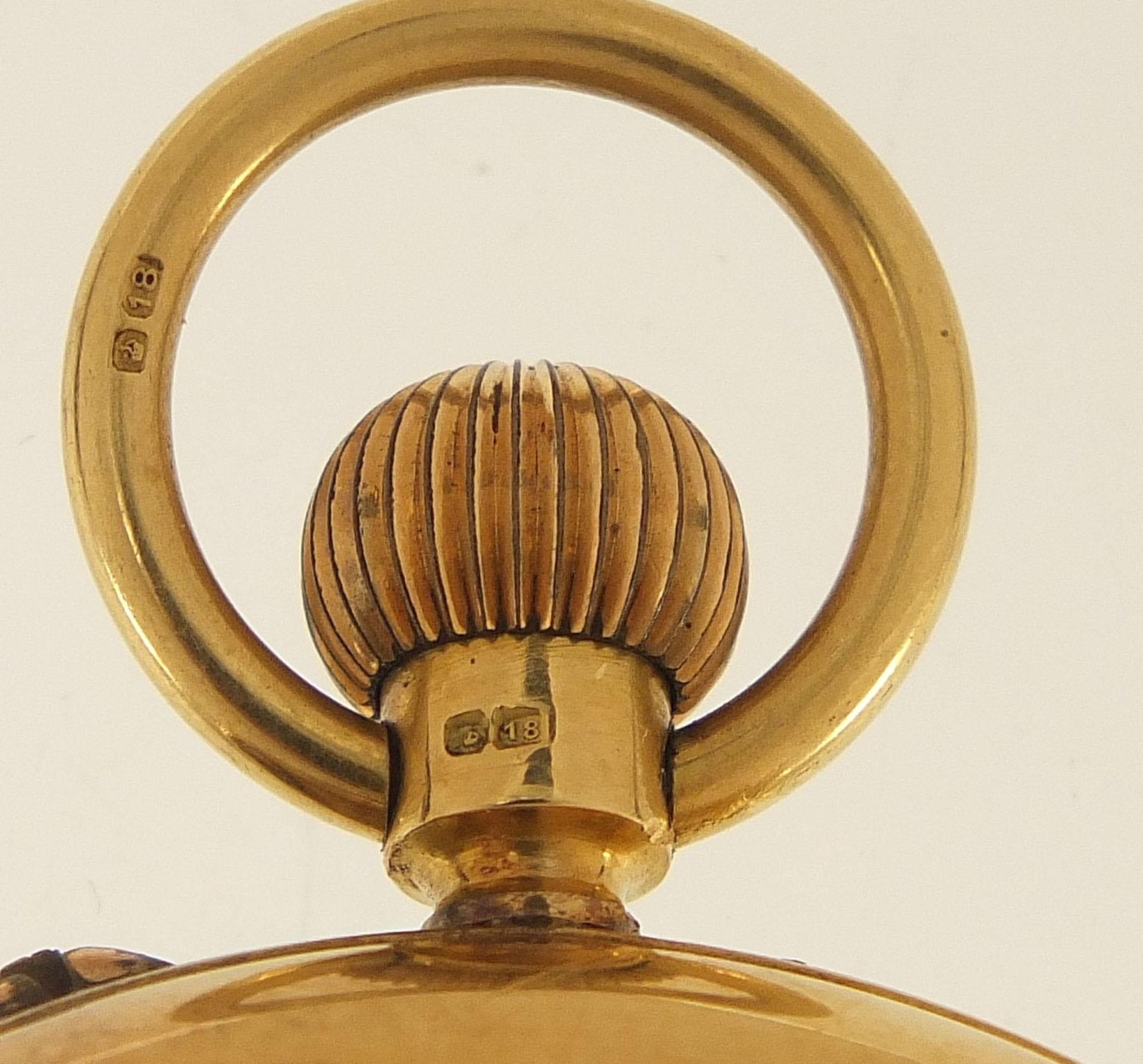 18ct gold gentlemen's half hunter pocket watch the movement numbered 99120, the case hallmarked - Image 6 of 6