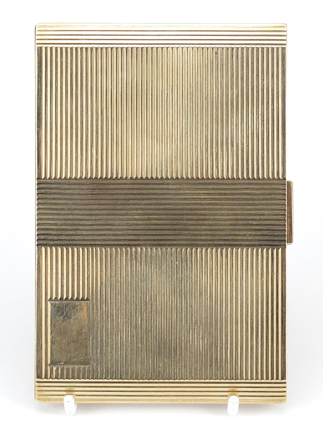 Large 9ct gold cigarette case with engine turned decoration, KW London 1945, 12.5cm x 8.5cm, 188.