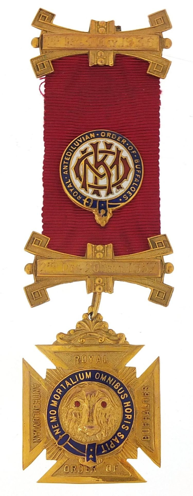 9ct gold and enamel RAOB medal with silk ribbon and bars, awarded to Bro Sidney Russell, C.P by - Image 2 of 5
