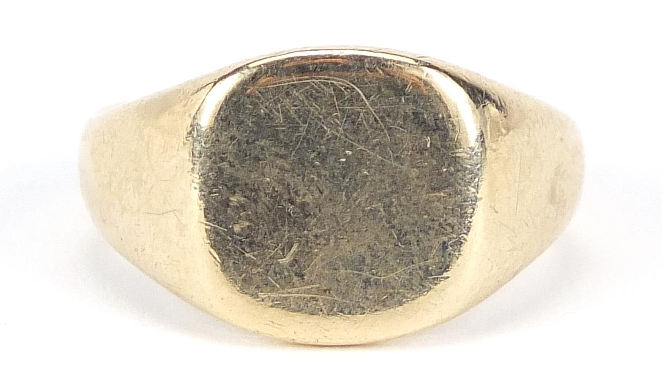 9ct gold signet ring, size R, 6.1g - this lot is sold without buyer's premium