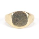 9ct gold signet ring, size R, 6.1g - this lot is sold without buyer's premium