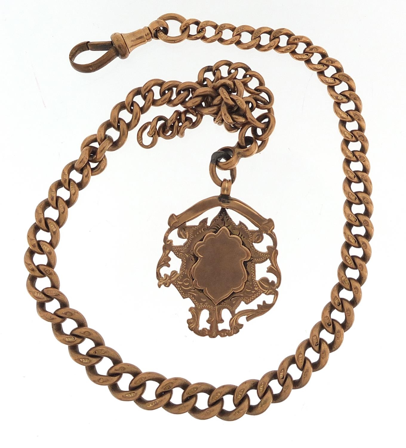 9ct rose gold graduated watch chain with sports jewel, 30cm in length, 38.7g - this lot is sold - Image 2 of 4