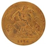 George V 1914 gold half sovereign - this lot is sold without buyer's premium