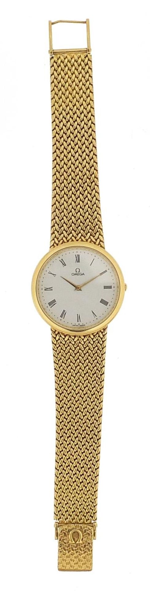 Omega, 18ct gold gentlemen's wristwatch with 18ct gold strap, 31mm in diameter, 71.4g - this lot - Image 2 of 7