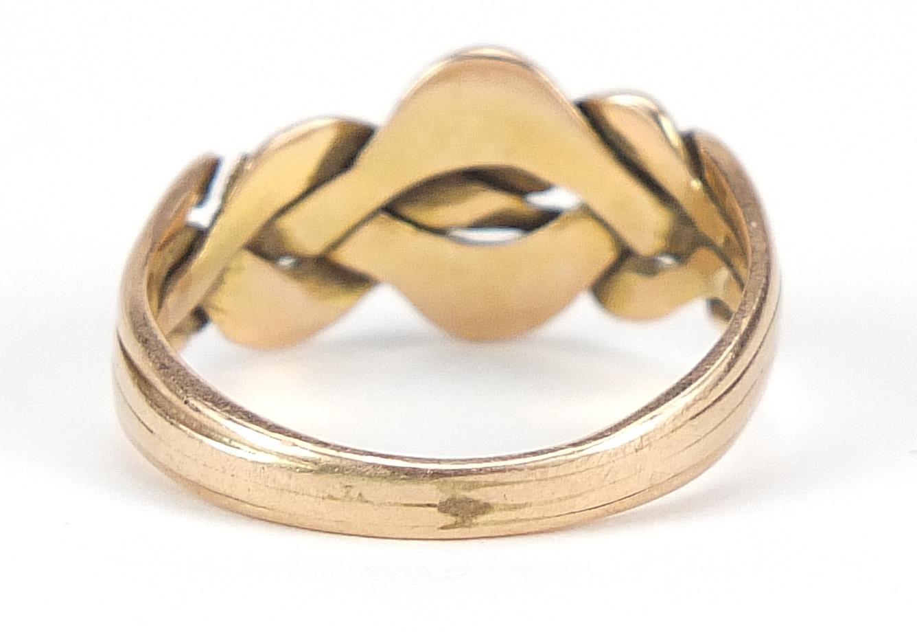 Unmarked gold knot design ring, size N/O, 3.6g - this lot is sold without buyer's premium - Image 3 of 4
