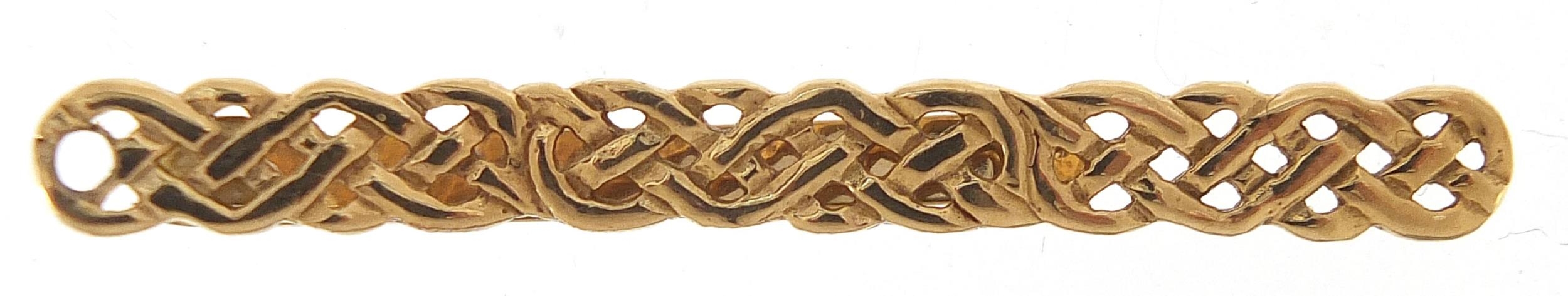 9ct gold Celtic design tie clip, 5cm in length, 3.0g - this lot is sold without buyer's premium