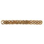 9ct gold Celtic design tie clip, 5cm in length, 3.0g - this lot is sold without buyer's premium