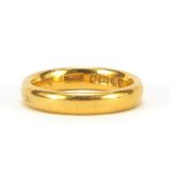 George V 22ct gold wedding band, Birmingham 1923, size J/K, 6.5g - this lot is sold without buyer'