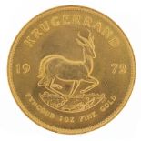South African 1972 gold krugerrand - this lot is sold without buyer's premium