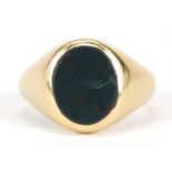 18ct gold bloodstone signet ring, Birmingham 1989, size Q, 8.0g - this lot is sold without buyer's