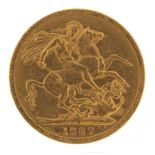 Queen Victoria Jubilee Head 1887 gold sovereign, Melbourne mint - this lot is sold without buyer's