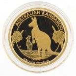 Elizabeth II 2020 Australian kangaroo gold twenty five dollars with box - this lot is sold without