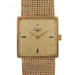 Longines, gentlemen's 9ct gold manual wristwatch with 9ct gold strap, the movement numbered