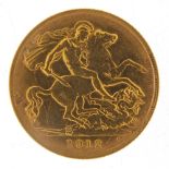 George V 1912 gold half sovereign - this lot is sold without buyer's premium