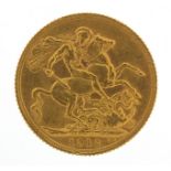 George V 1912 gold sovereign - this lot is sold without buyer's premium