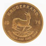 South African 1978 gold Krugerrand - this lot is sold without buyer's premium