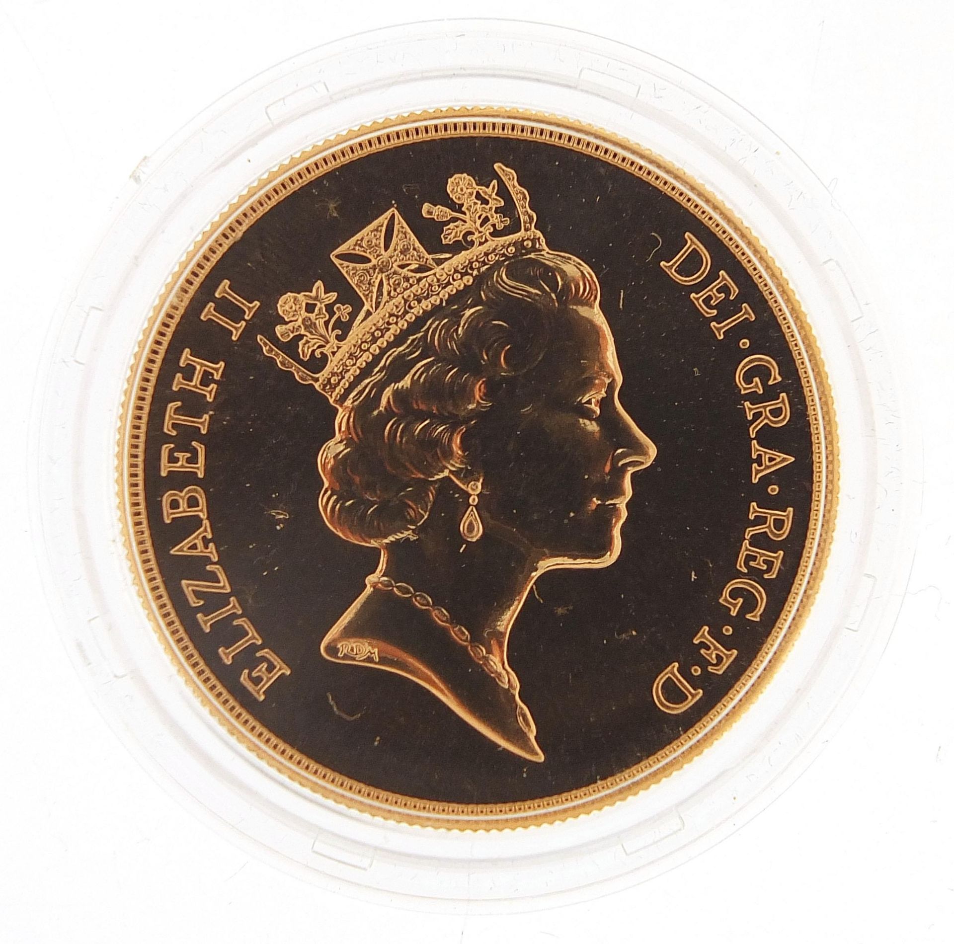Elizabeth II 1993 uncirculated gold five pound coin with box and certificate numbered 741 - this lot - Image 2 of 6