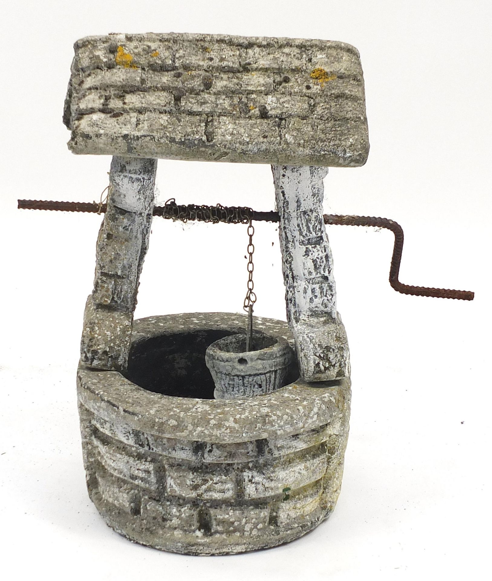 Stoneware garden wishing well, 53cm high