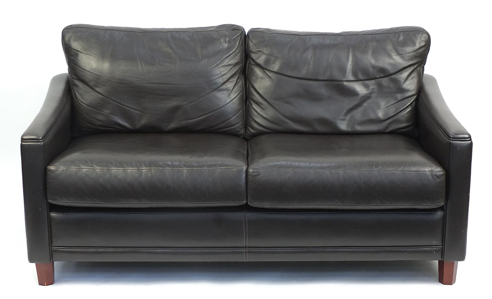 Brown leather two seater sofa, 160cm wide