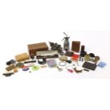 Objects including costume jewellery, wristwatches, compacts and a bronzed figure of a sleeping