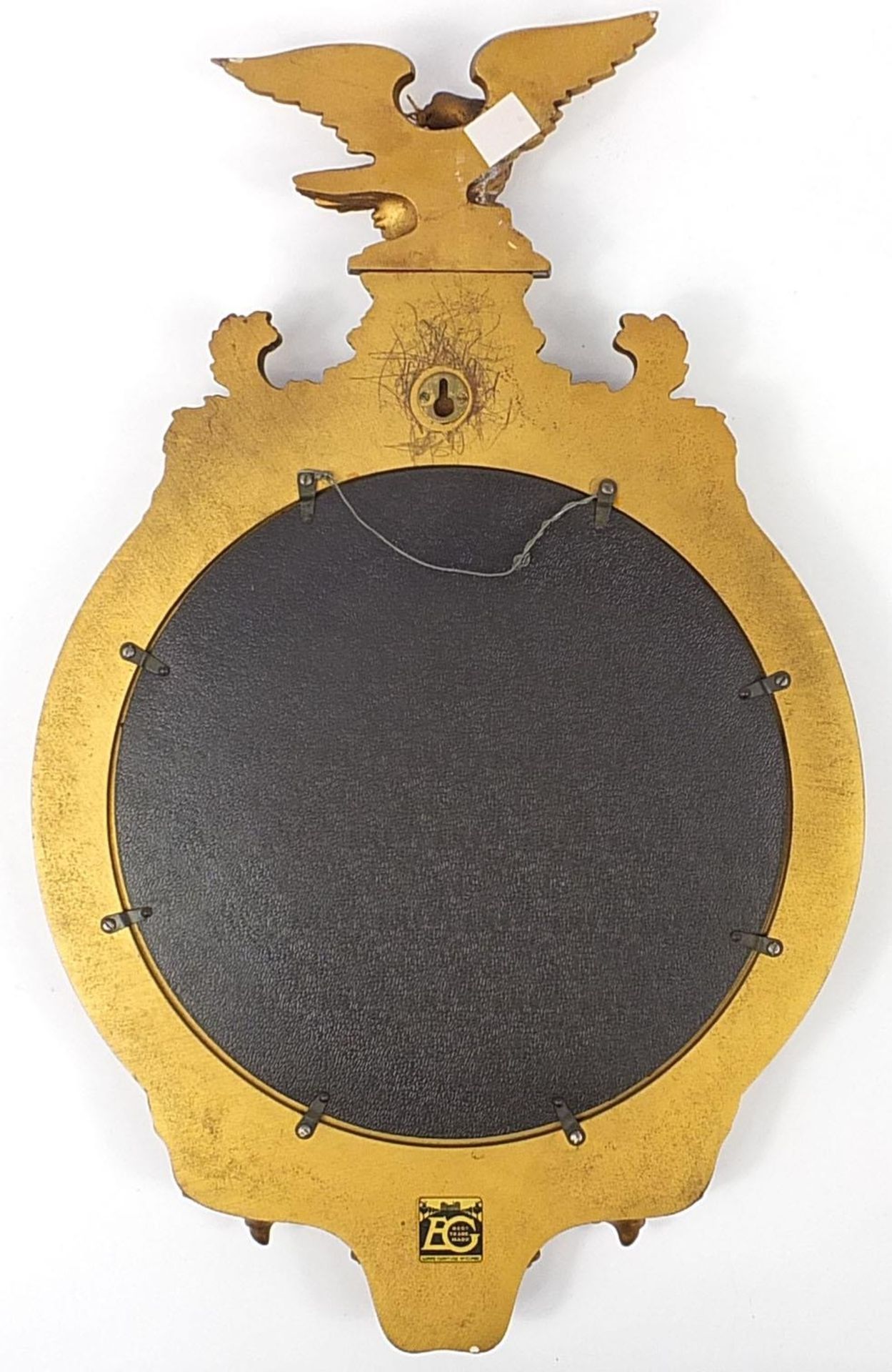 Gilt framed convex mirror with eagle crest, 67cm high x 42cm wide - Image 2 of 3