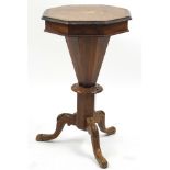 Victorian inlaid rosewood trumpet work table, 74cm high