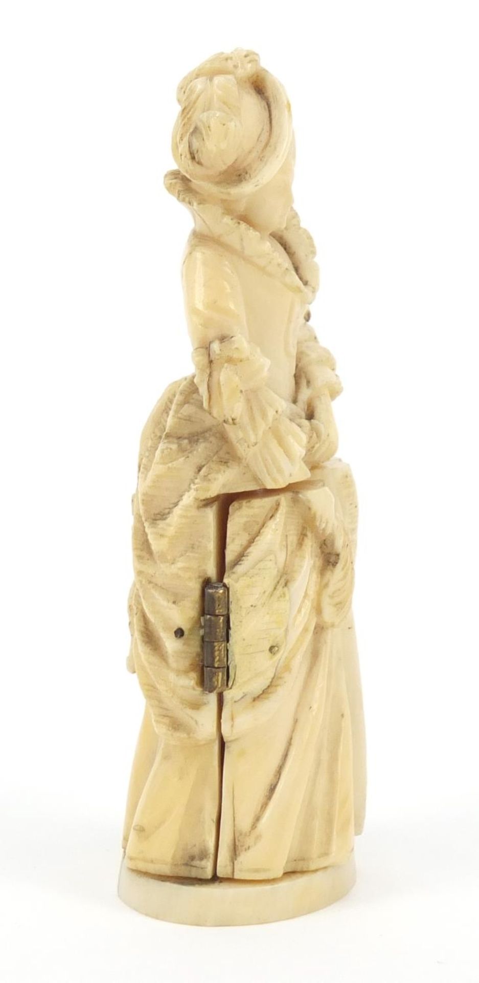 19th century French Dieppe carved ivory tryptych figure, 9cm high - Image 7 of 9
