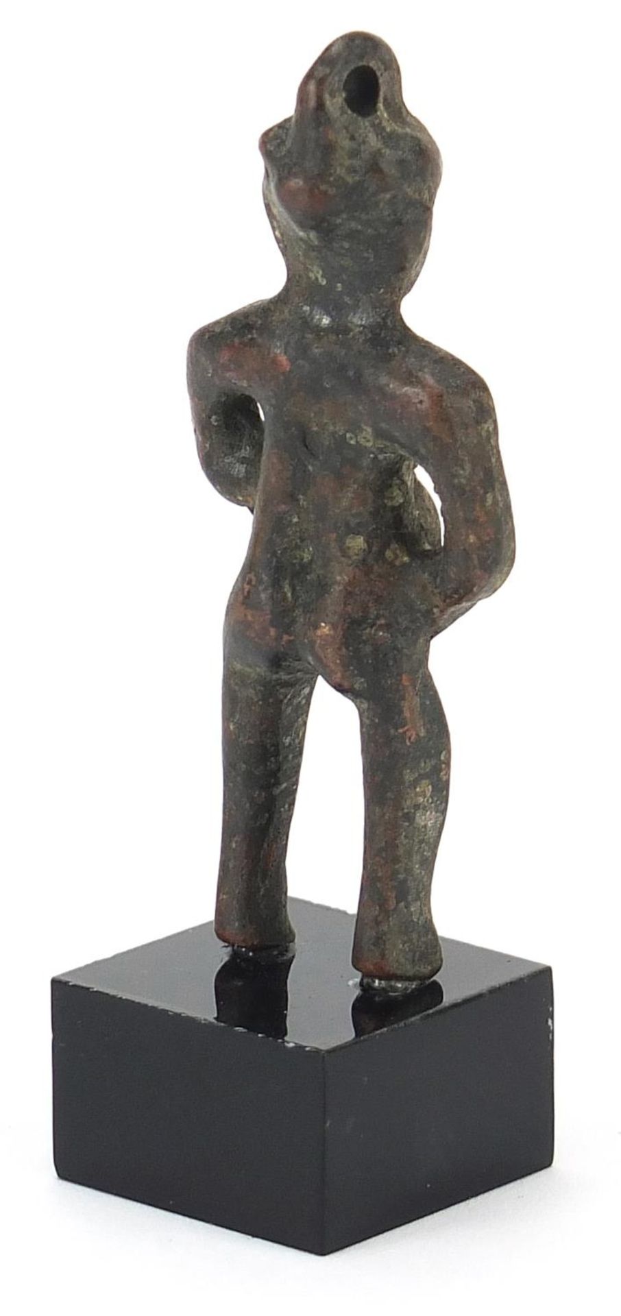 Egyptian bronze figure raised on a square base, 10cm high - Image 2 of 3