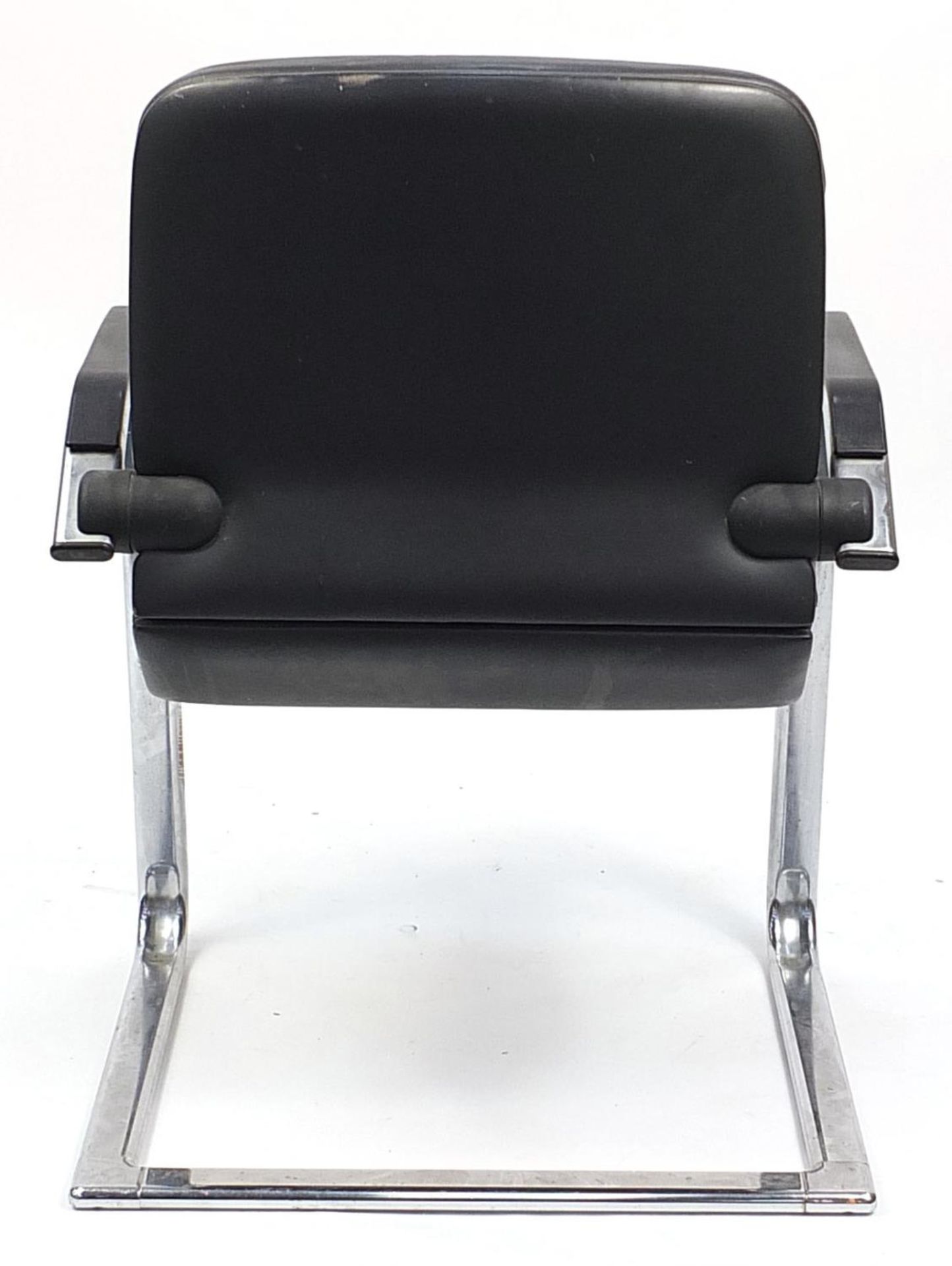 Ahren de Cirkel, Danish black leather and chrome recliner office chair, label to the base, - Image 3 of 4