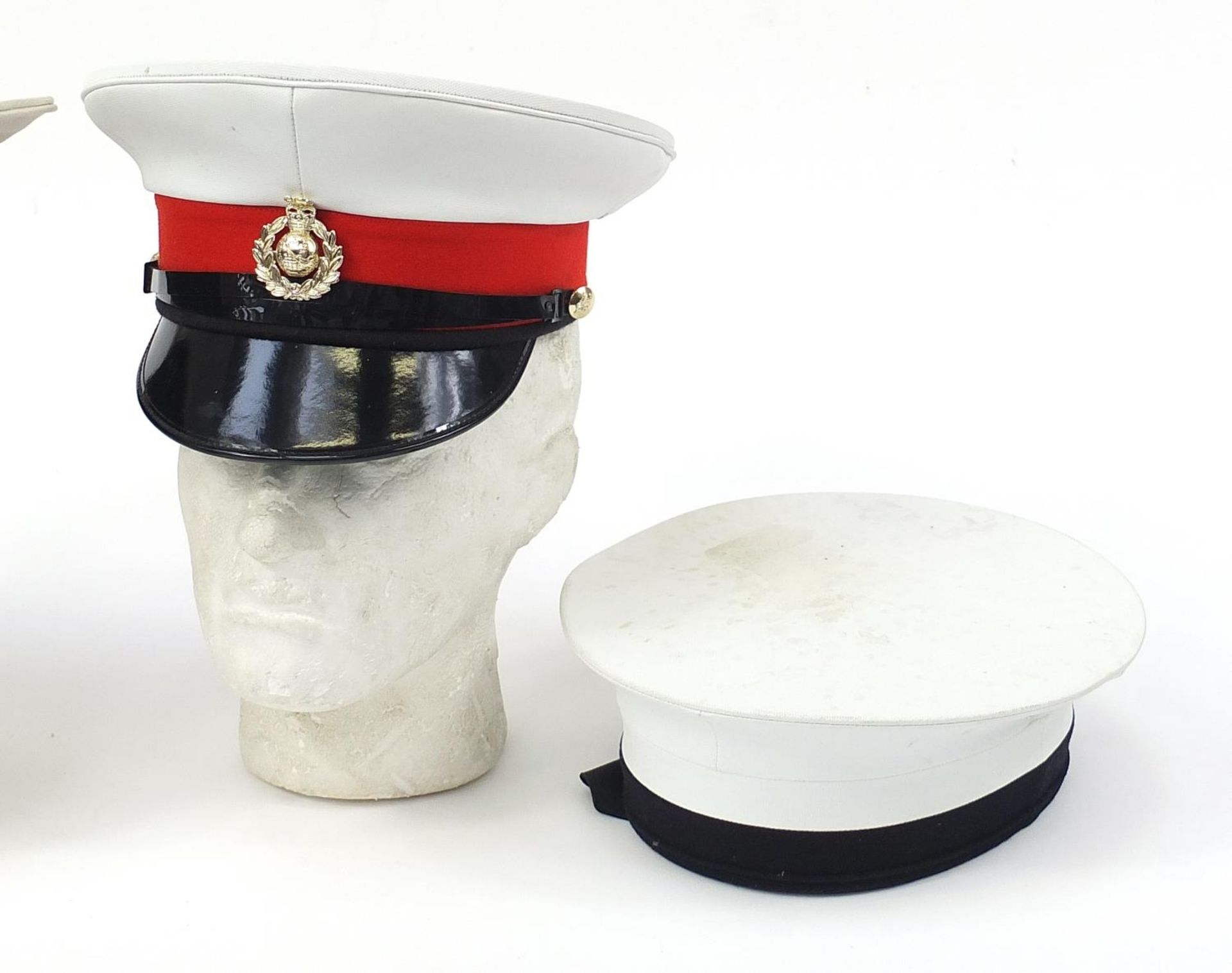 Four naval interest caps including one with Royal Marines label - Image 3 of 5