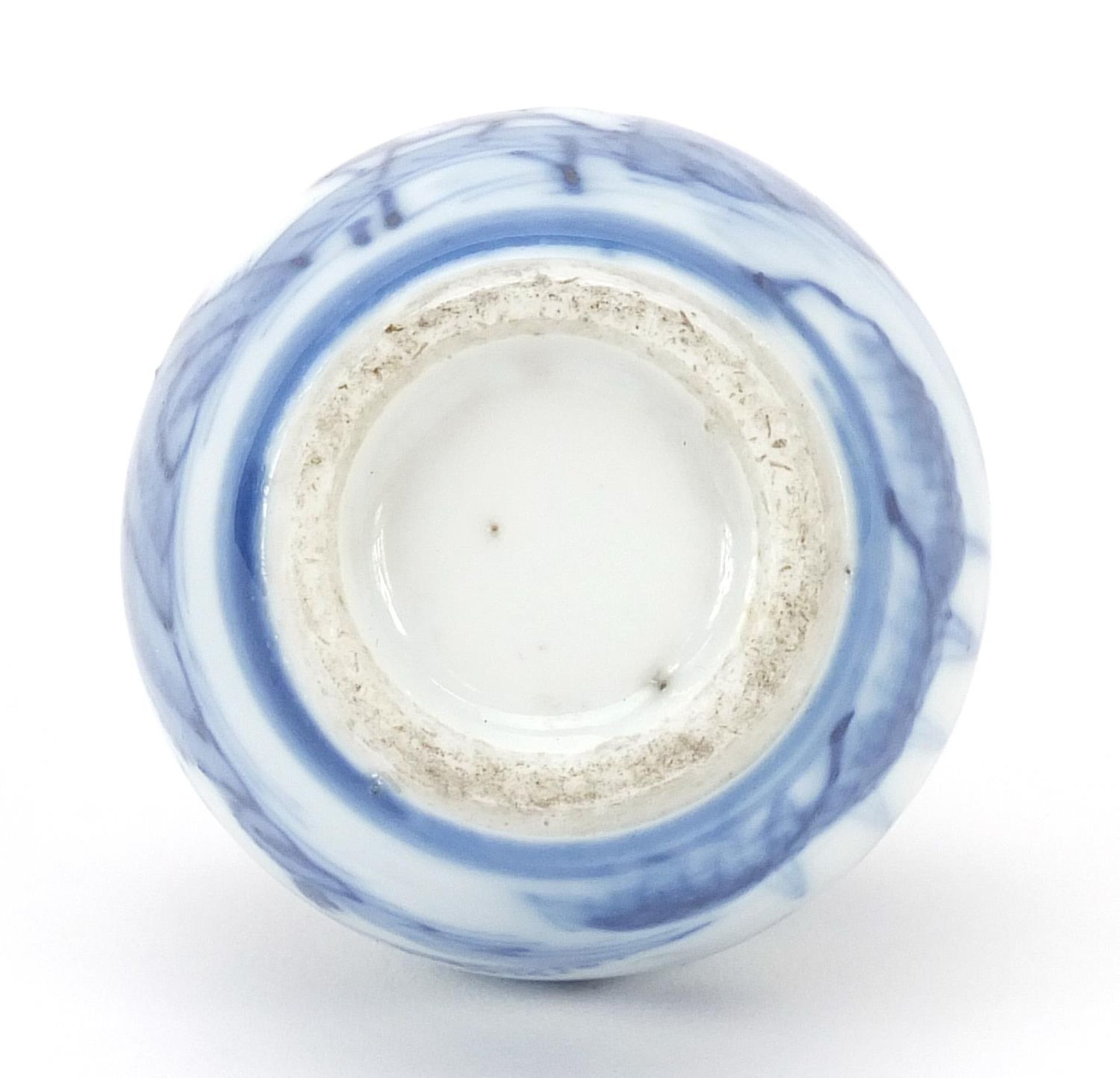 Chinese blue and white porcelain double gourd vase hand painted with a landscape, 9cm high - Image 3 of 3