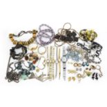 Vintage and later costume jewellery and wristwatches including necklaces, brooches and earrings