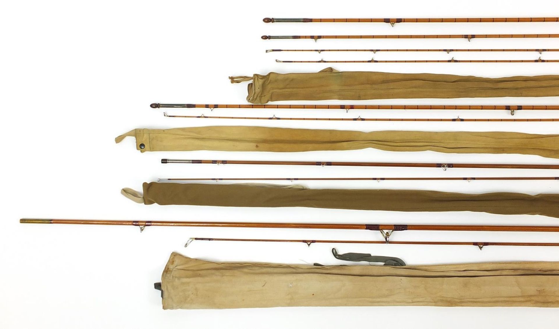 Four vintage Hardy split cane fishing rods and Chapman 500 comprising Hardy Palakona Triumph, - Image 2 of 10