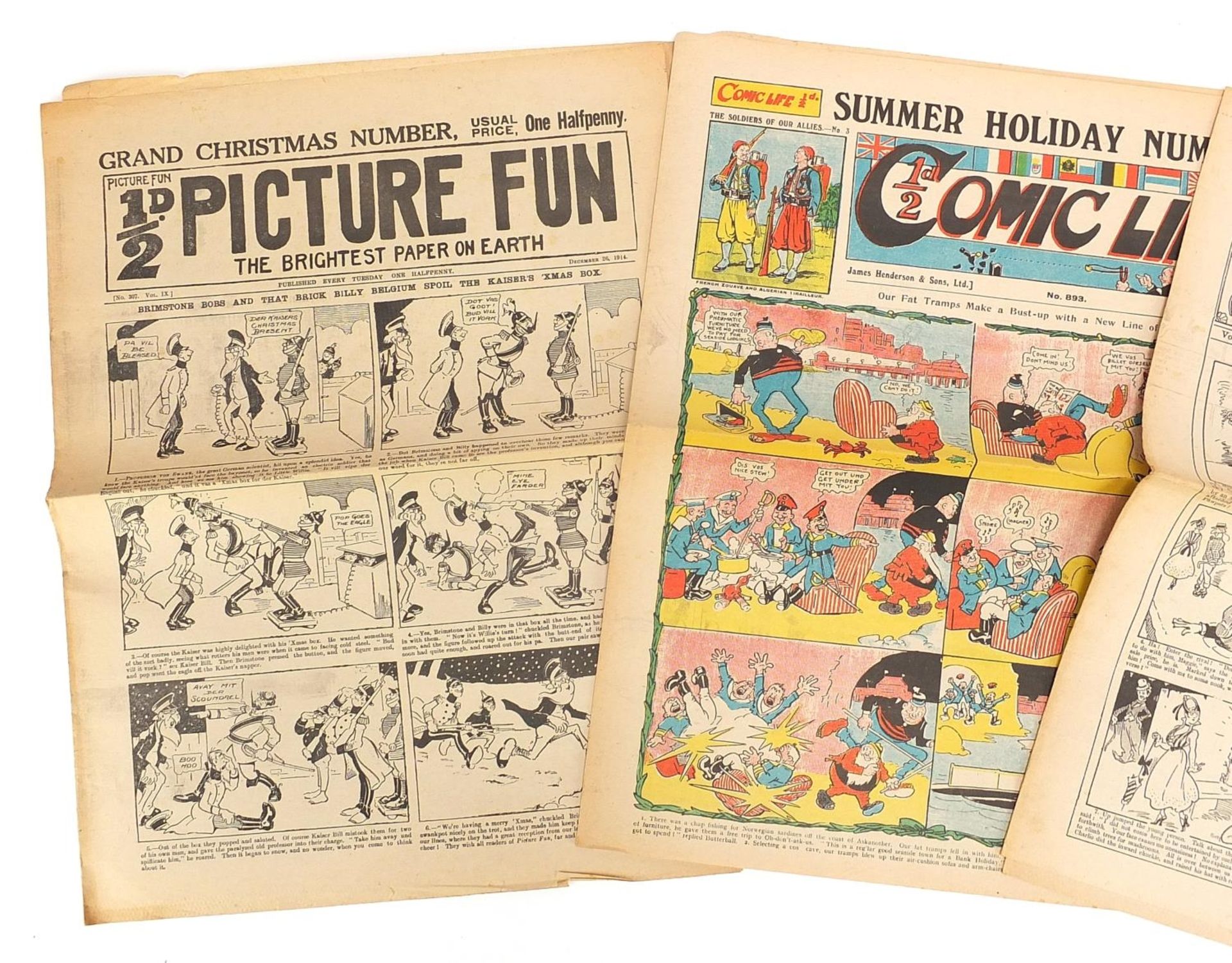 Three World War I period newspapers comprising Comic Life, Charlie Chaplin and Picture Fun - Image 2 of 4